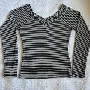 BDG Black and White Striped Long Sleeve Top